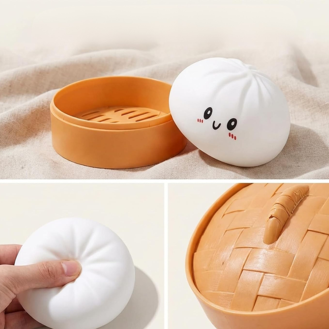 SQUISHY BUN DUPE - MORBIDI ANTISTRESS A FORMA DI RAVIOLO - GLITTERATI
