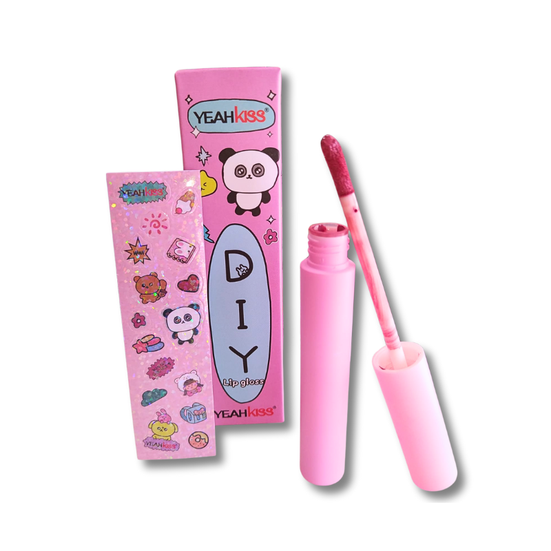 YEAHKISS® LIP GLOSS PROFUMATI + STICKERS "DIY" 3 TONALITA'