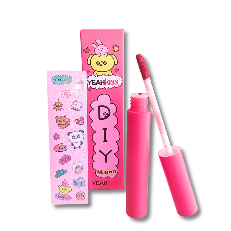 YEAHKISS® LIP GLOSS PROFUMATI + STICKERS "DIY" 3 TONALITA'