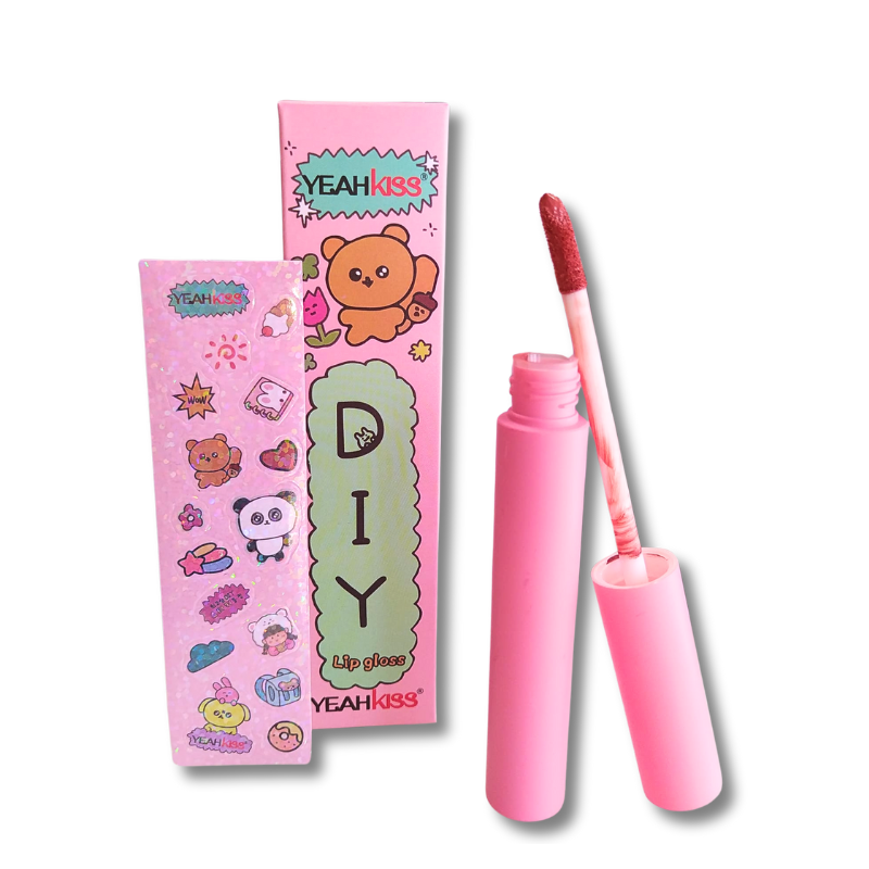 YEAHKISS® LIP GLOSS PROFUMATI + STICKERS "DIY" 3 TONALITA'