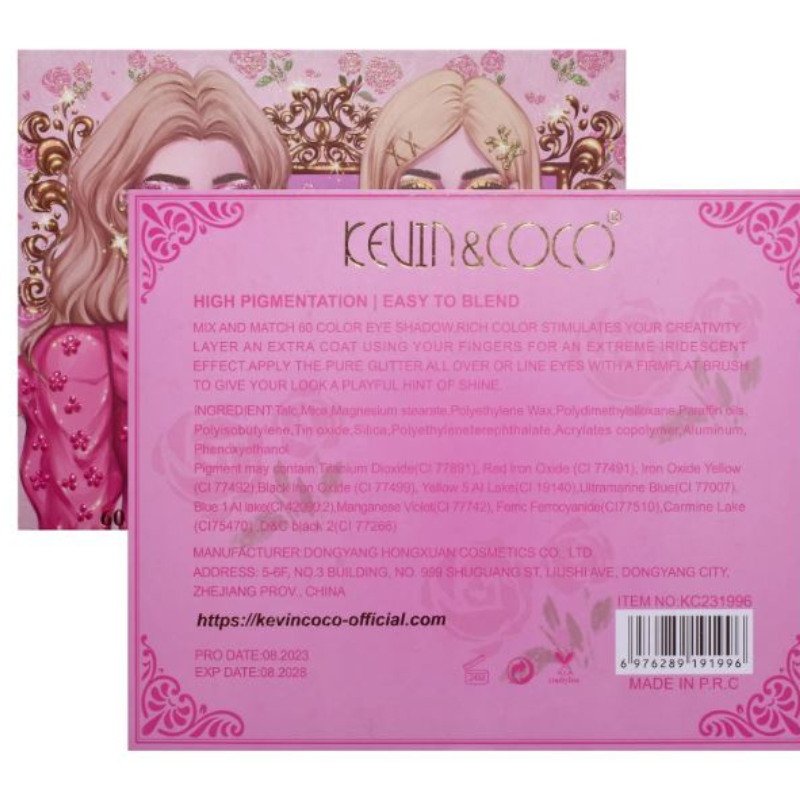 KEVIN&COCO® PALETTE "ROSE SISTER" OMBRETTI 60 COLORI