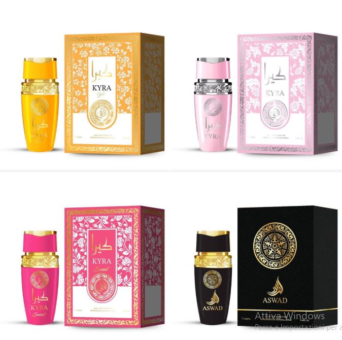 AFAQ® PROFUMI "KYRA" - SERIE 6 PROFUMI 100ML | WOODY/FLOREALE/GOURMAND/LEATHER | PARFUM PER DONNA E UOMO