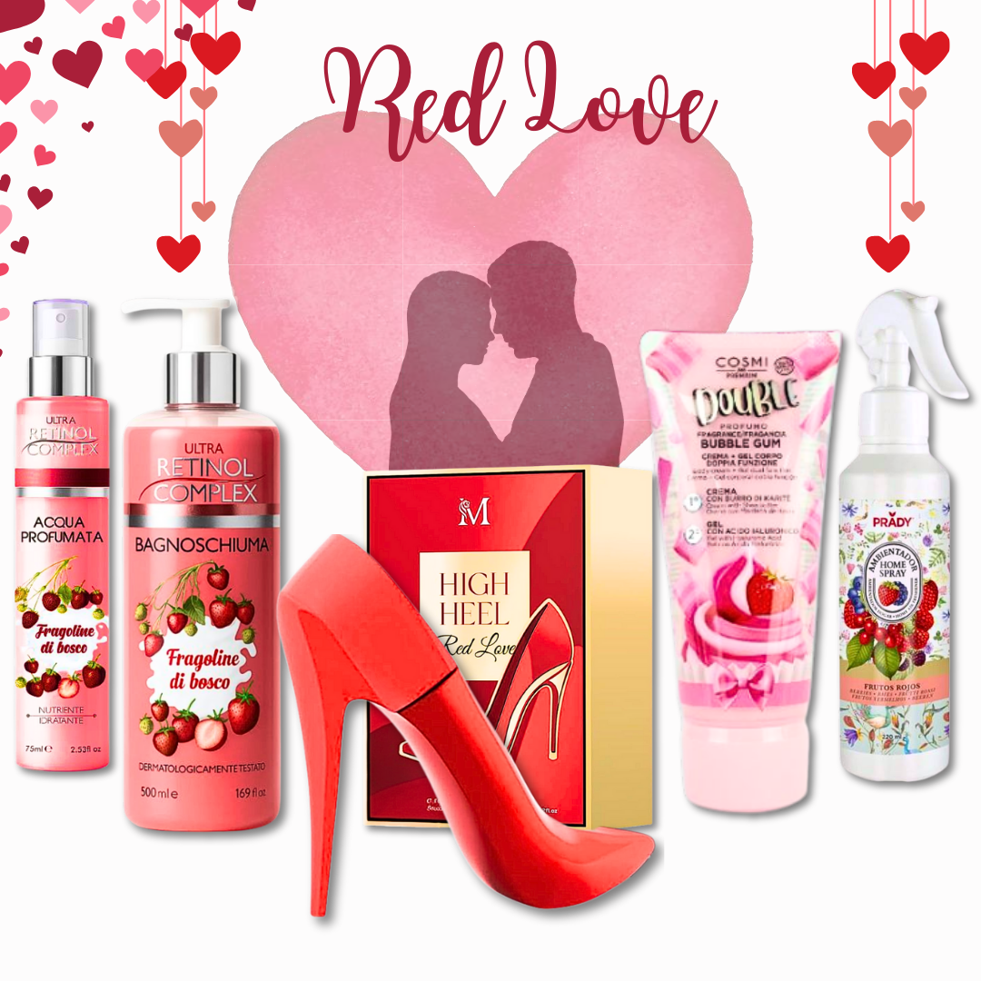 IF BOX "RED LOVE" PROFUMO - BAGNOSCHIUMA - ACQUA CORPO - SPRAY AMBIENTE - CREMA CORPO PROFUMATA 2 IN 1