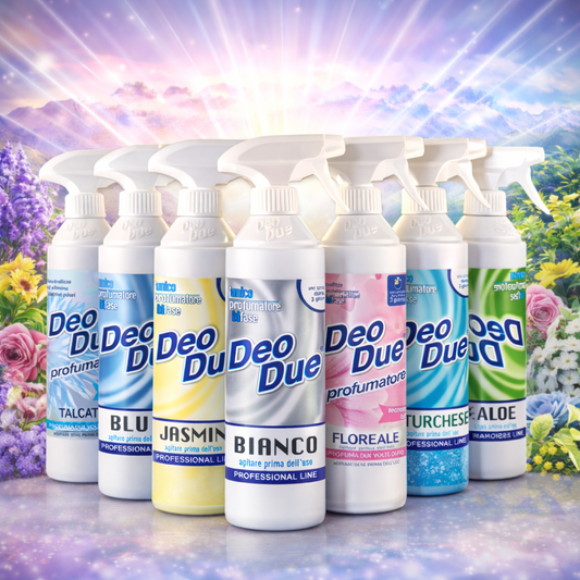 DEO DUE® DEODORANTE AMBIENTE SPRAY | PROFUMATORE BI-FASE AMBIENTE TESSUTI "13 FRAGRANZE" 500ML
