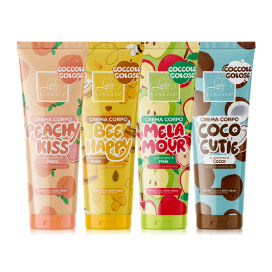 LADY VENEZIA® CREME CORPO PROFUMATE "COCCOLE GOLOSE 200ML 4 FRAGRANZE