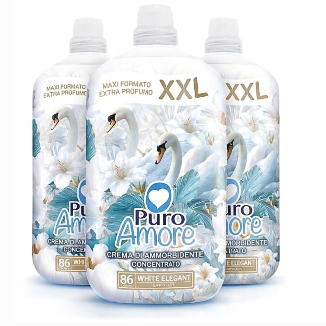 PURO AMORE® CREMA DI AMMORBIDENTE CONCENTRATO "BIANCO LATTE" PROFUMO INTENSO XXL 86 LAVAGGI EXTRA PROFUMO