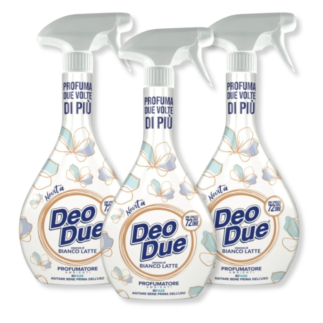 DEO DUE® PROFUMATORE BIFASE PREMIUM NEUTRALIZZANTE "BIANCO LATTE" 450ML