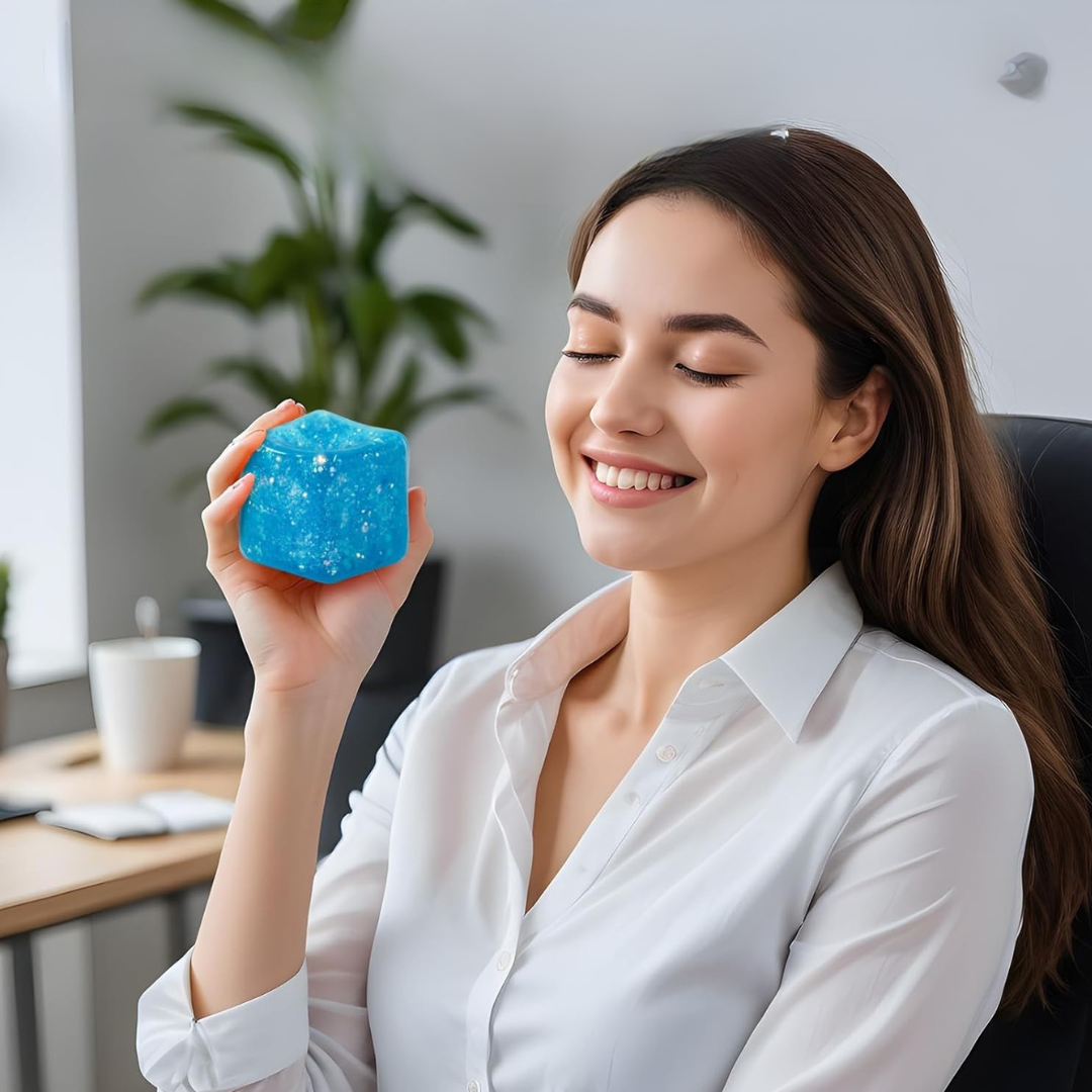 SQUISHY ICE CUBE SQUEEZY - MORBIDI ANTISTRESS A CUBETTI - GIOCATTOLI SENSORIALI - GLITTERATI