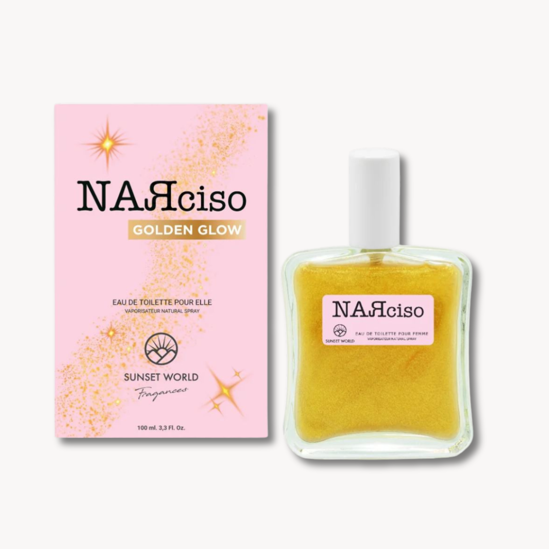 SUNSET WORLD® "NARCISO" GLITTER GOLD PROFUMO DONNA 100ML