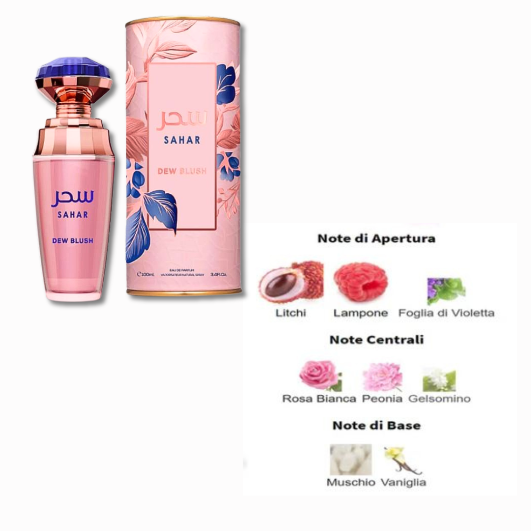 AFAQ® "SAHAR TEAL INTESE/DEW BLUSH" PROFUMO DONNA ARABO 100ML