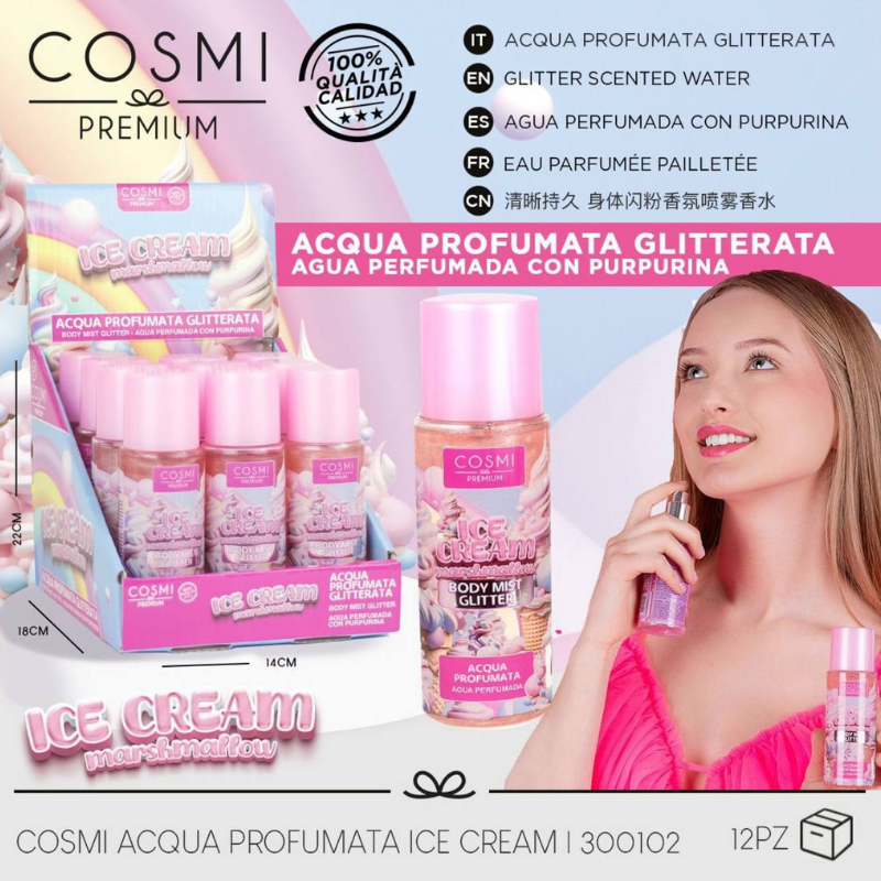 COSMI PREMIUM® ACQUE PROFUMATE GLITTERATE 100 ML "3 FRAGRANZE"