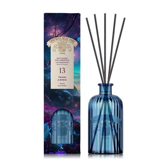 COMPAGNIA DELLE INDIE® DIFFUSORE AMBIENTE IN VETRO ARTIGIANALE 13 "PEONIA & AMBRA" 1LITRO