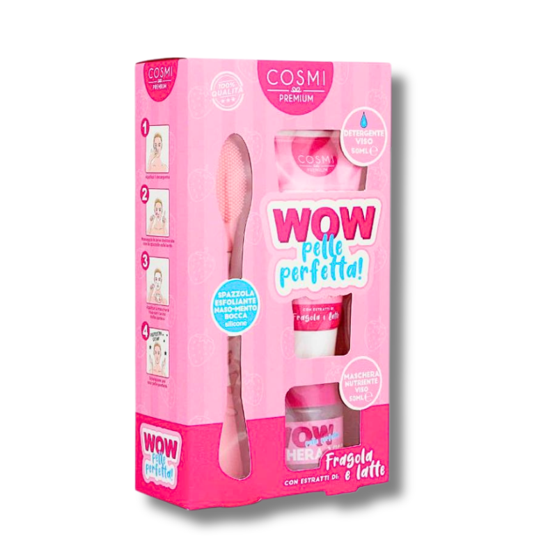 COSMI PREMIUM® WOW PELLE PERFETTA KIT VISO "FRAGOLA & LATTE"