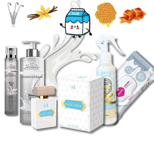 IF® BOX "BIANCO LATTE" PROFUMO - BAGNOSCHIUMA - ACQUA CORPO - SPRAY AMBIENTE - SALVIETTINE