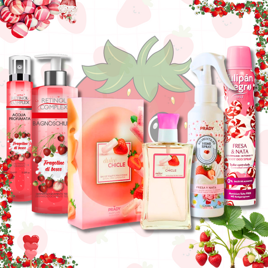 IF® BOX "FRAGOLA" PROFUMO - BAGNOSCHIUMA - ACQUA CORPO - PROFUMATORE AMBIENTE - DEODORANTE SPRAY