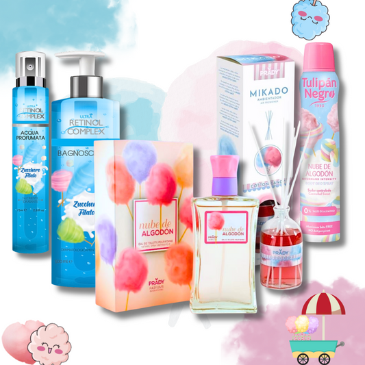 IF® BOX "ZUCCHERO FILATO" PROFUMO - BAGNOSCHIUMA - ACQUA CORPO - PROFUMATORE AMBIENTE - DEODORANTE SPRAY