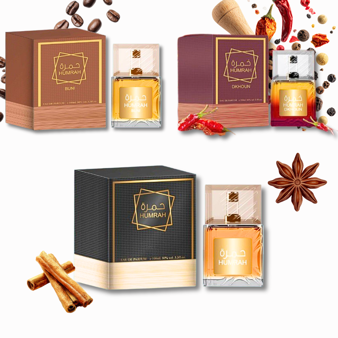PROFUMI "HUMRAH" - SERIE 3 PROFUMI 100ML | WOODY/FLOREALE/GOURMAND/LEATHER | PARFUM PER DONNA E UOMO