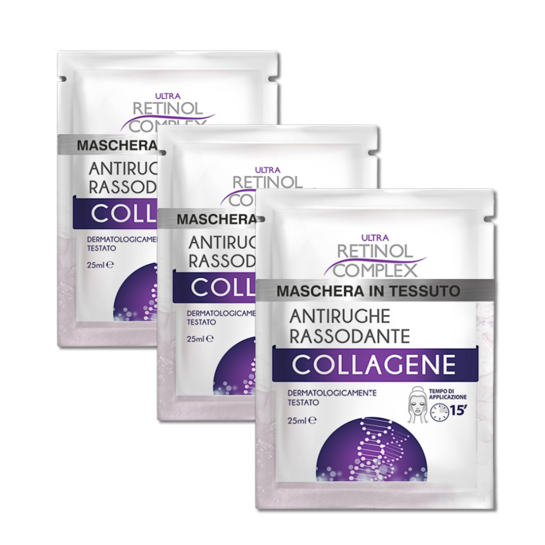 RETINOL COMPLEX® PACK 3PZ 25ML MASCHERA IN TESSUTO ANTIRUGHE "COLLAGENE"