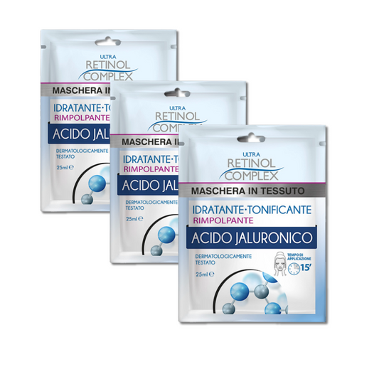 RETINOL COMPLEX® PACK 3PZ 25ML MASCHERA IN TESSUTO RIMPOLPANTE "ACIDO JALURONICO"